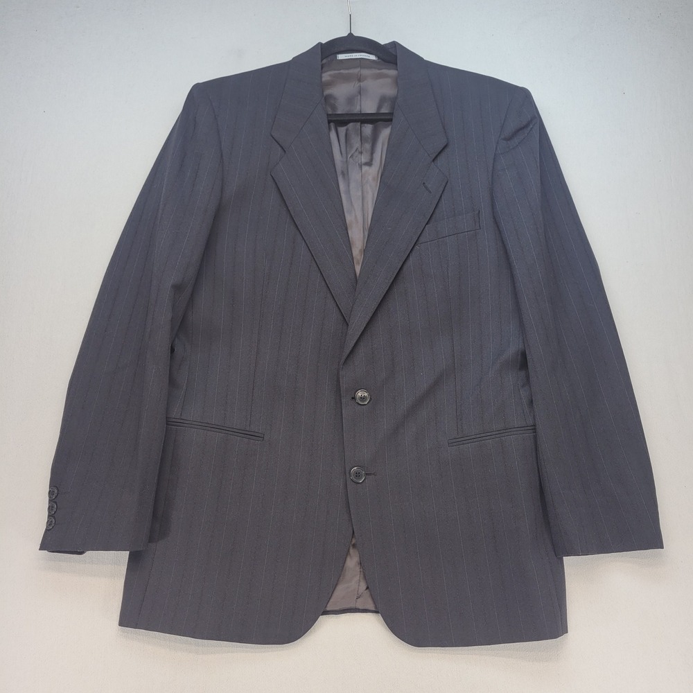 Yves Saint Laurent Blazer Mens 42 Gray Pinstripe Wool Vintage 80s Made in France